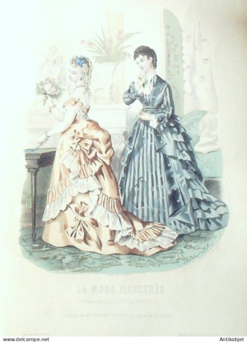 Gravure de mode La Mode illustrée 1873 n°20 (Maison Bréant-Castel)
