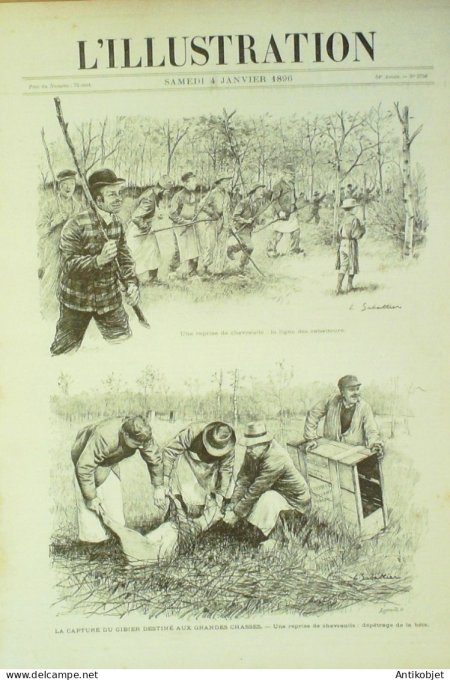 L'illustration 1896 n°2758 Chasse au chevreuil Max Lbnaudy Belleville école Saint-Cyr