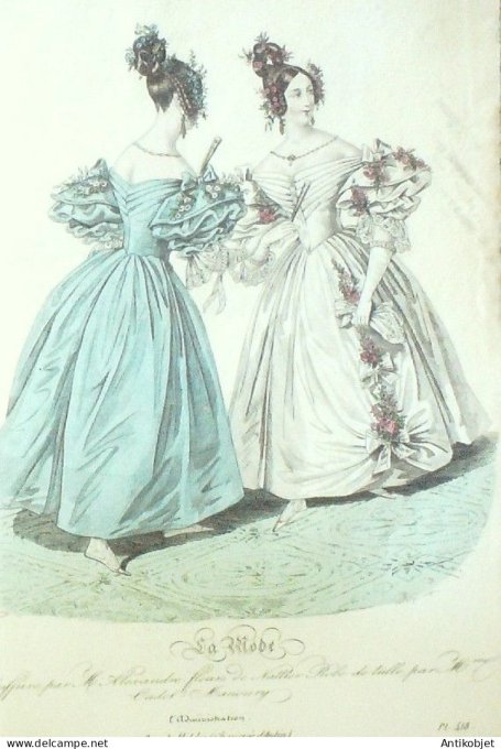 Gravure La mode 1834 # 418 (aquarelle old Fashion plate)