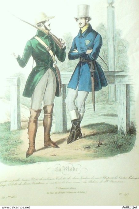 Gravure La mode 1835 # 473 (aquarelle old Fashion plate)