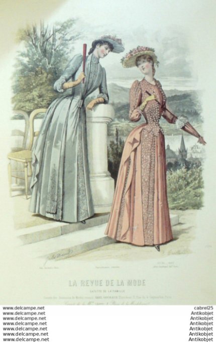 Gravure Mode La Gazette 1889 # 34 (Old Fashion plate)