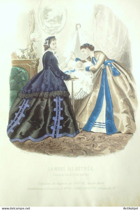 Gravure Mode illustree 1863 # 15 (Old Fashion plate)