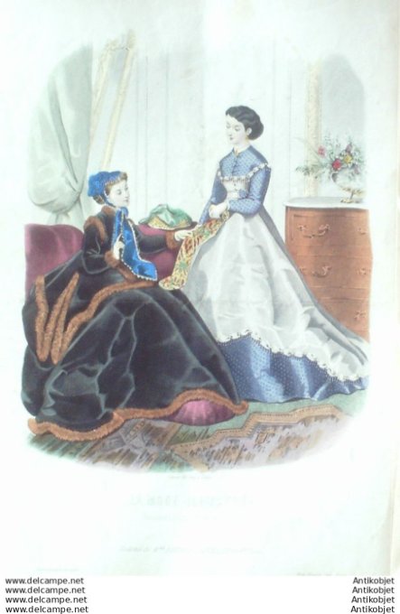 Gravure Mode illustree 1866 # 46 (Old Fashion plate)