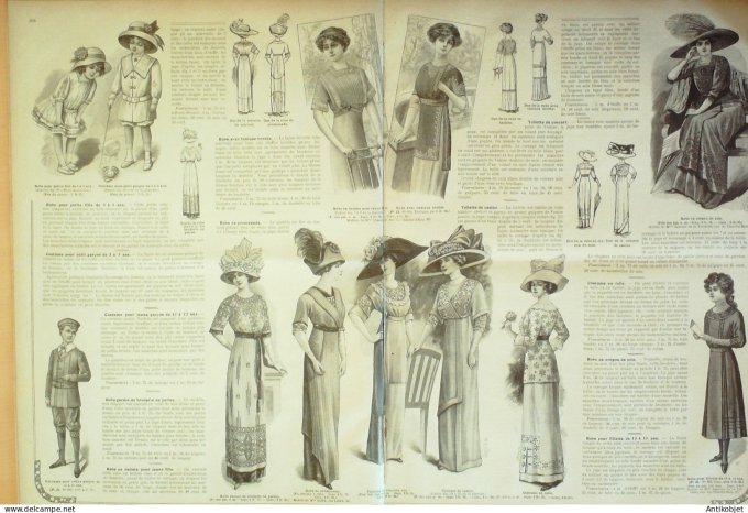 La Mode illustrée journal 1911 n° 19 Toilettes Costumes Passementerie