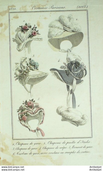 Costume Parisien 1821 # 2005 Toques chapeaux bonnets