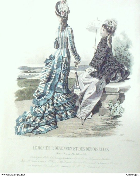 Gravure de mode Moniteur de Dames & Demoiselles 1868 n°1319 (Maison Cie irlandaise)