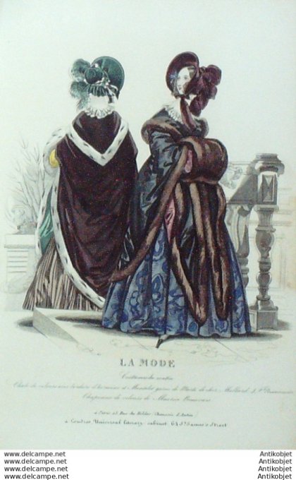 Gravure La mode 1838 # 43 (aquarelle old Fashion plate)