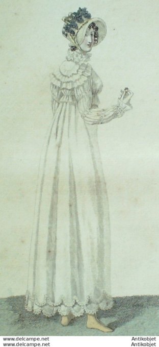 Gravure de mode Costume Parisien 1811 n°1144 Fichu Canezou à manches