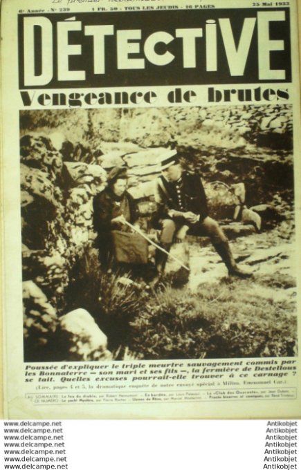 Détective 1933 # 239 Millau Cannes Genève Opium Venezuela île Margerita