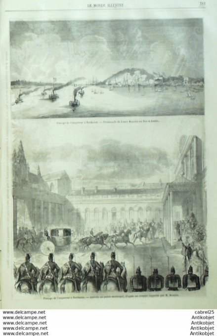 Le Monde illustré 1859 n°132 Bordeaux Gibraltar Bruxelles Statues Colonne Du Congrès