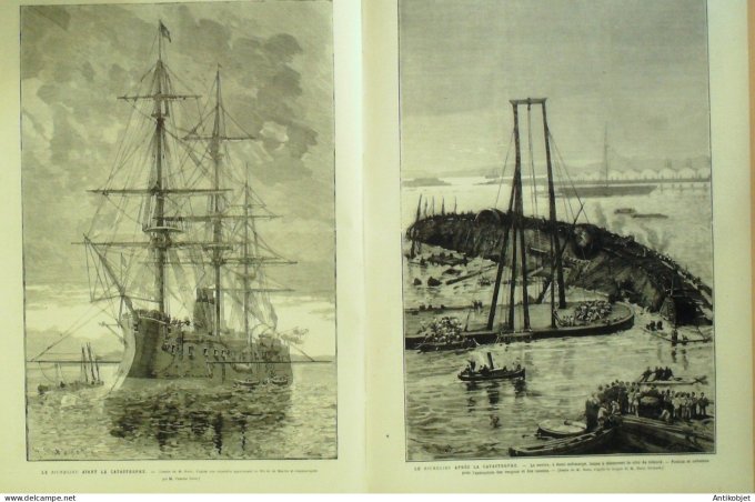 Le Monde illustré 1881 n°1241 Cambrai (59) Toulon (83) navire le Richelieu
