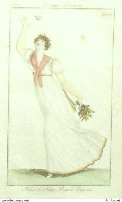 Costume Parisien 1807 # 816 (eau forte) Fichu de filet