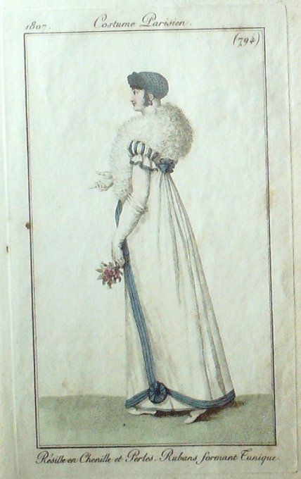 Gravure Mode Costume Parisien 1807 #  794 (eau forte old Fashion plate