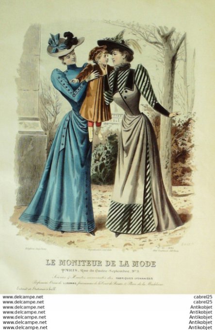 Gravure Mode Le Moniteur 1890 # 50 (Old Fashion plate)