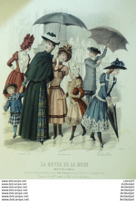 Gravure Mode La Gazette 1889 # 43 (Old Fashion plate)
