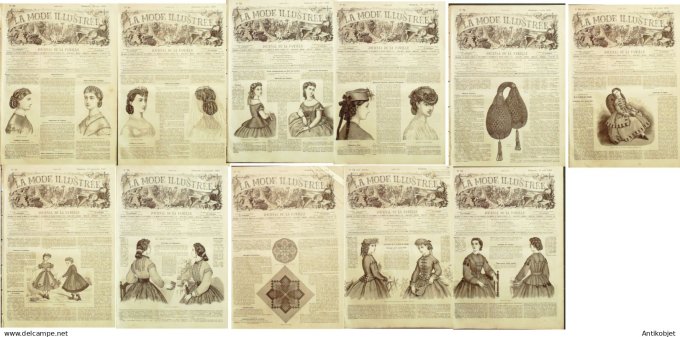 Mode illustree  1865 Lot de 11 journaux