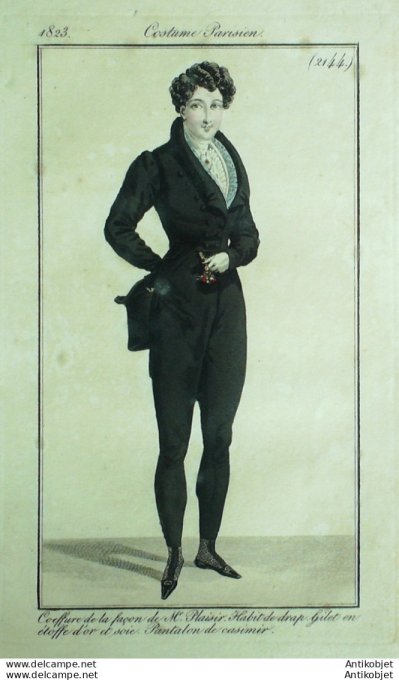 Costume Parisien 1823 # 2144 Habit de drap homme gilet en étoffe