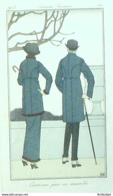 Gravure Costume Parisien 1913 #121 Boutet de Monvel Bernard Costumes