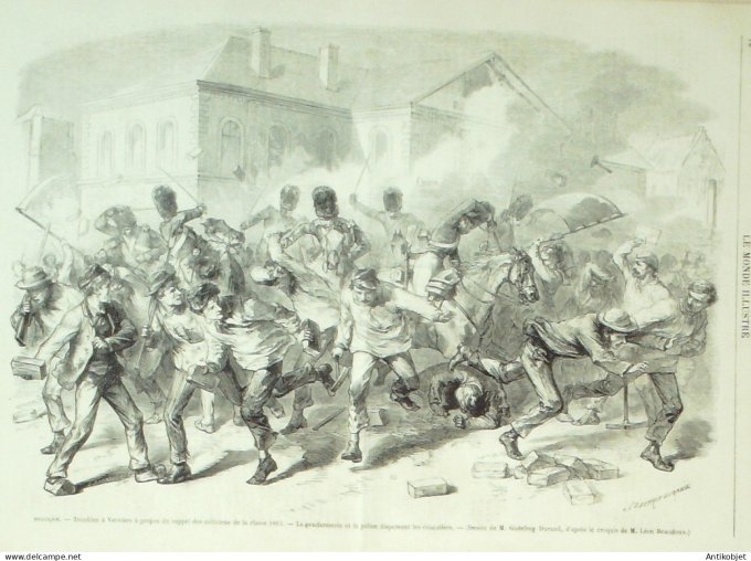 Le Monde illustré 1870 n°690 Espagne Vigo Etretat (76) Belgique Verviers Armand Barbès