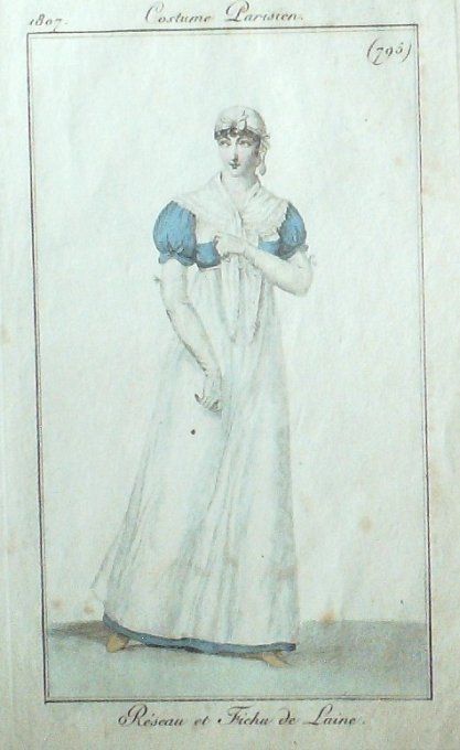 Gravure Mode Costume Parisien 1807 #  795 (eau forte old Fashion plate