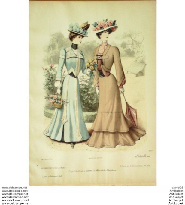 Gravure Mode Le Moniteur 1901 # 32 (Old Fashion plate)