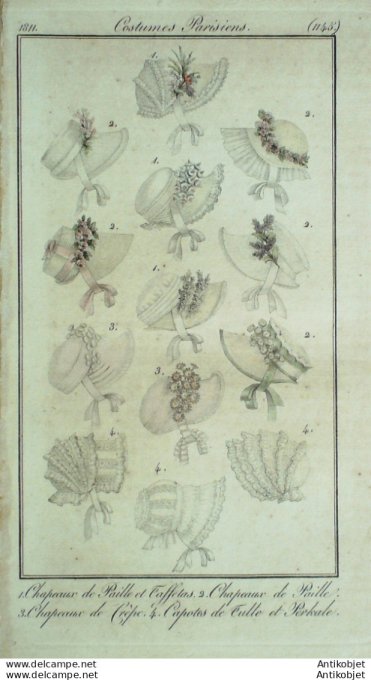 Costume Parisien 1811 # 1145 Capottes de tulle