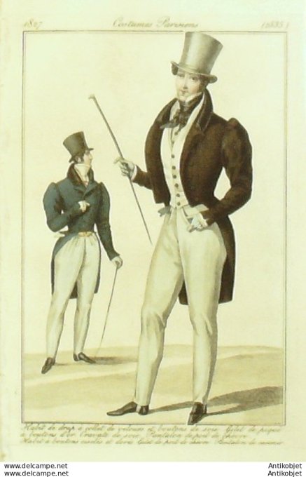 Costume Parisien 1827 # 2535 Habits de drap homme à collet