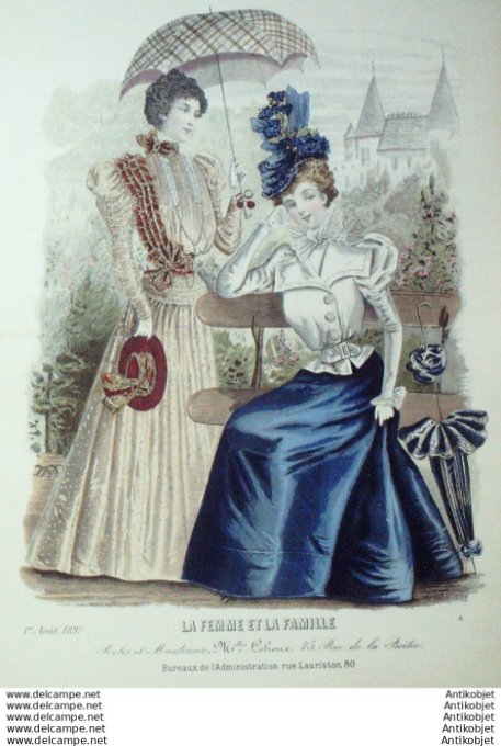 Gravure Mode La Femme & La Famille 1897 # 08 (Old Fashion plate)