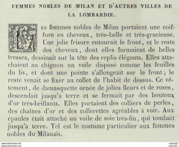 Italie MILAN noble Milanaise en LOMBARDIE 1859