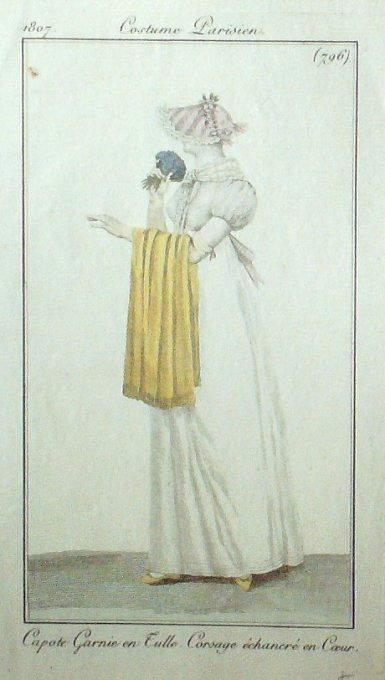 Gravure Mode Costume Parisien 1807 #  796 (eau forte old Fashion plate