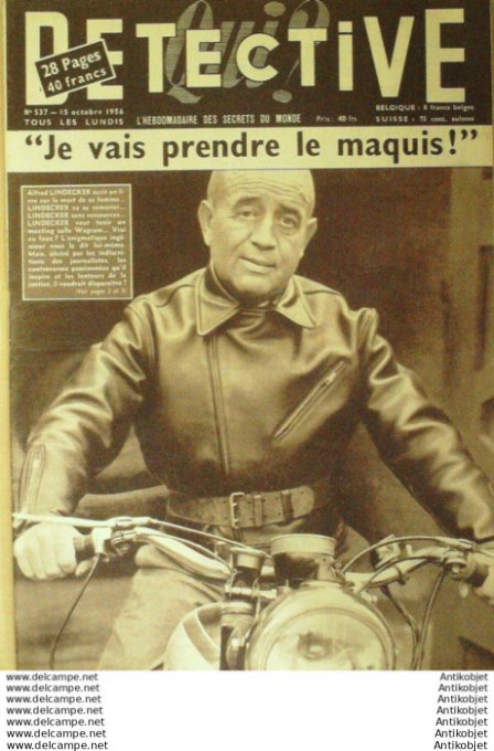 Détective 1956 # 537 Royat Fey-en-Haye Offekerque Remenauville Strasbourg