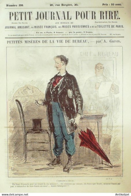 Petit journal pour Rire 1862 # 398 Miseres de la vie de bureau Grevin