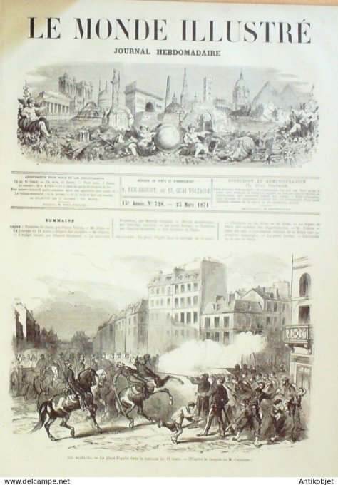 Le Monde illustré 1871 n°728 Strasbourg (67) Maire Kuss Baris 20 Belleville barricades canonnière