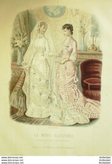 Gravure de mode La Mode illustrée 1879 n°22 (Maison Maury Leriche)