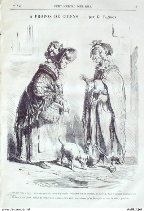Petit journal pour Rire 1864 # 540 A propos de chiens Randon