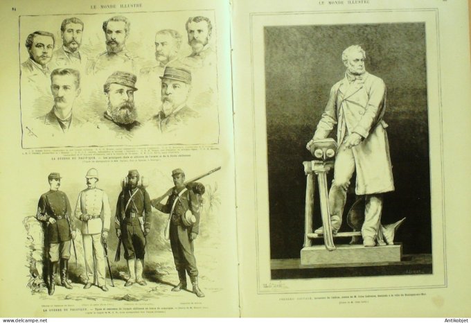 Le Monde illustré 1881 n°1245 Niger Tembi Coundou Roi Sewa Les Korankas Chili Flotte Et Armée Boulog