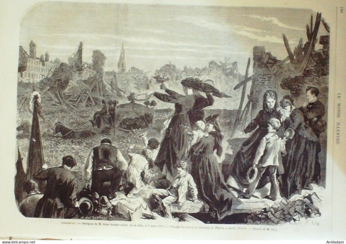 Le Monde illustré 1871 n°728 Strasbourg (67) Maire Kuss Baris 20 Belleville barricades canonnière
