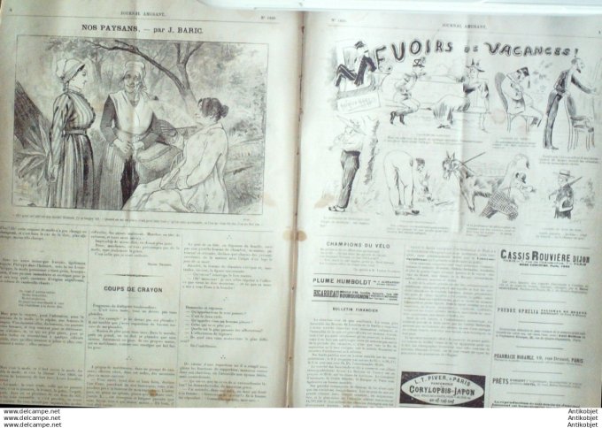 Le Journal Amusant 1891 # 1828 Vive la Russie par Stop Devoirs de vacances par Maurice Marais