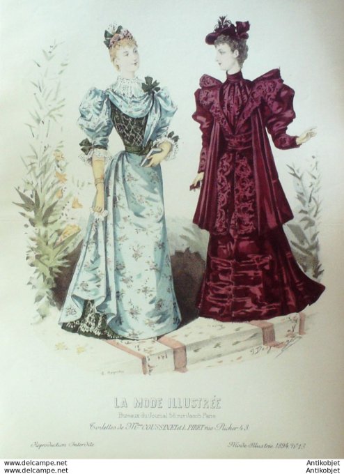 Gravure Mode illustree 1894 # 13 (Old Fashion plate) rare