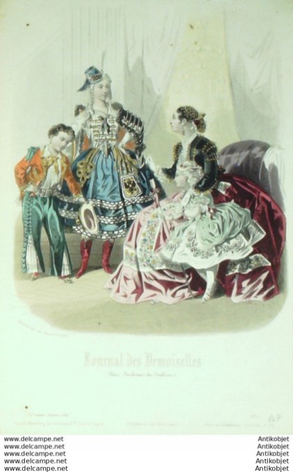 Gravure de mode Journal de Demoiselles 1867 n°01b Travestissements