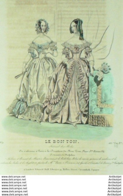 Gravure Mode Le Bon Ton 1839 # 315 (aquarelle old fashion plate)