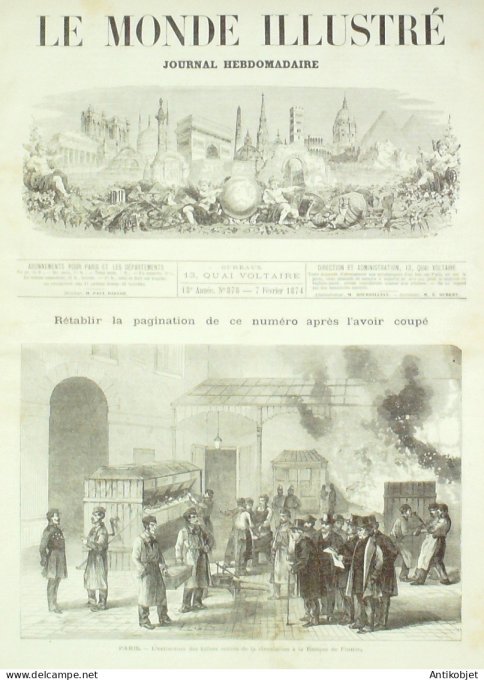 Le Monde illustré 1874 n°878 Russie St-Pétersbourg Néva Duchesse Marie Espagne Carthagène