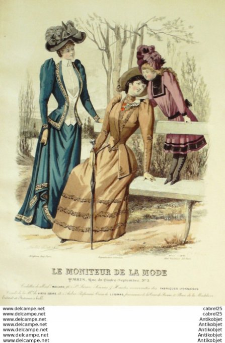 Gravure Mode Le Moniteur 1891 # 11 (Old Fashion plate)