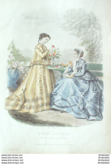 Gravure Mode illustree 1866 # 34 (Old Fashion plate)