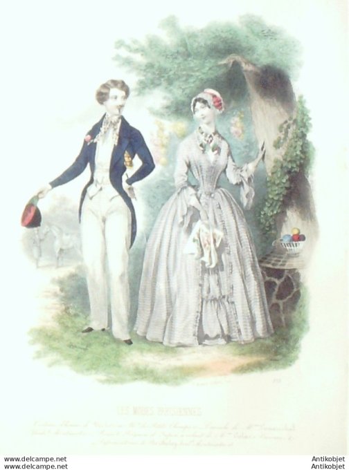 Gravure Les Modes Parisiennes 1846 # 175 Costume homme Maison Becker