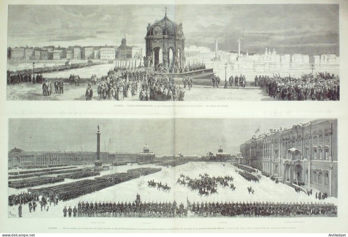 Le Monde illustré 1874 n°878 Russie St-Pétersbourg Néva Duchesse Marie Espagne Carthagène