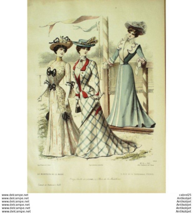 Gravure Mode Le Moniteur 1901 # 19 (Old Fashion plate)
