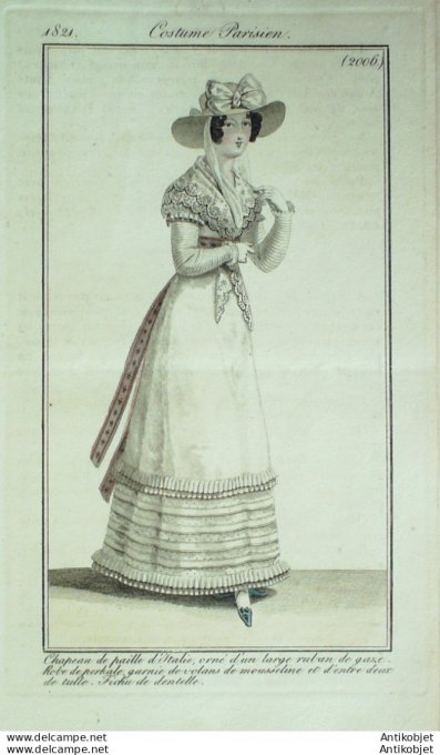 Costume Parisien 1821 # 2006 Robe perkale et volants mousseline