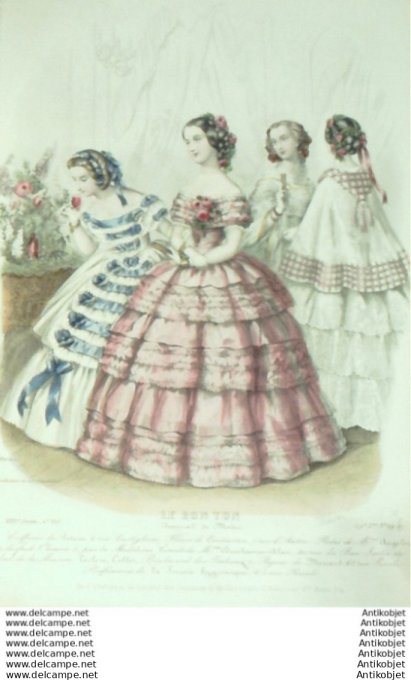 Gravure Mode Le Bon Ton 1855 22 # 29 (aquarelle old fashion plate)