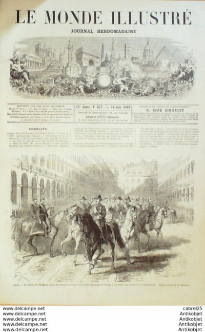 Le Monde illustré 1868 n°637 Italie Turin Prince Carignan Brest (29) Baie De Minon Espagne Barcelone